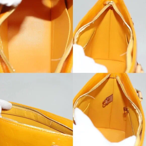 LOUIS VUITTON Monogram Vernis Houston Hand Bag Jaune M91121 LV Auth BA1348